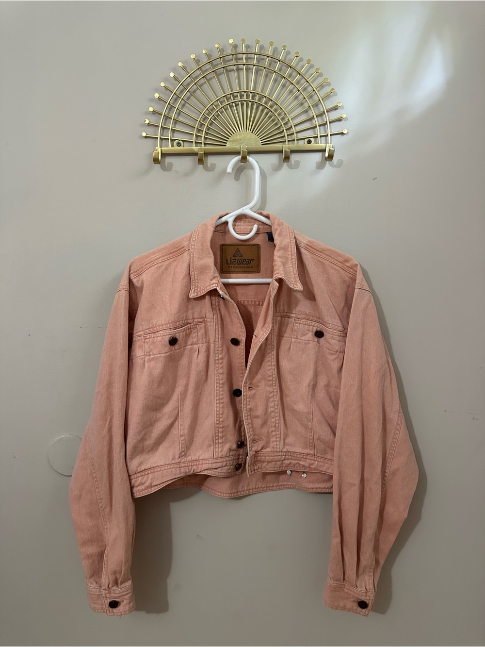 Vintage Lizwear Cropped Blush Pink Denim Jacket